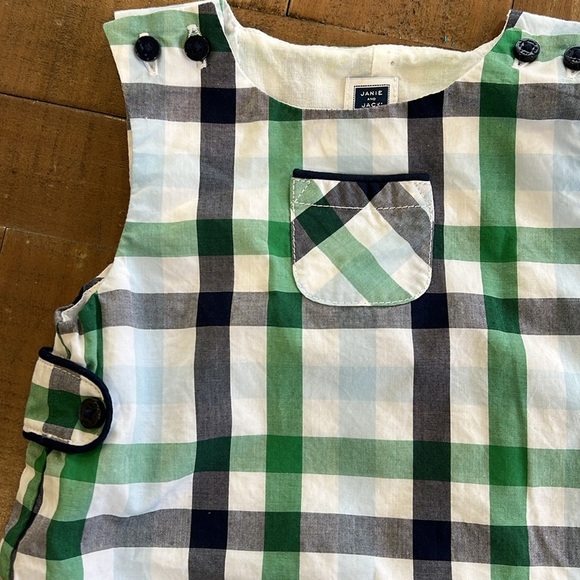 Janie and jack green plaid Jon Jon - Picture 3 of 6